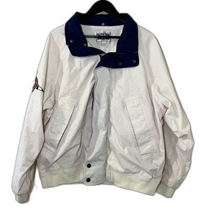 Vintage Pacific Trail Mens Windbreaker White "Yacht Racing Classic 1945" Size L